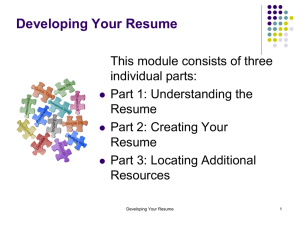 Developing Your Resume