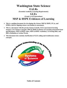 Washington State Science EALRs GLEs MSP &amp; HSPE Evidences of Learning