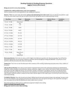 Reading Schedule &amp; Reading Response Questions