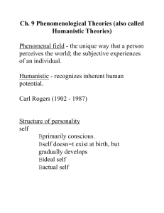 Ch. 9 Phenomenological Theories (also called Humanistic Theories)