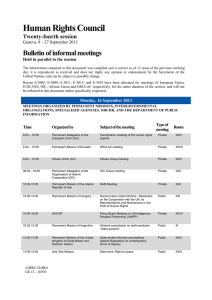 Human Rights Council Bulletin of informal meetings Twenty-fourth session