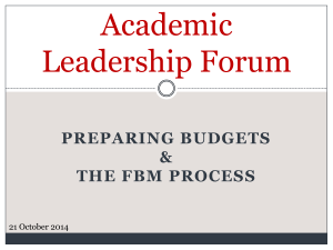 Academic Leadership Forum PREPARING BUDGETS &amp;