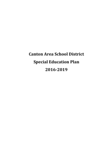 Canton Area School District Special Education Plan 2016-2019
