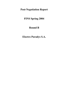Post-Negotiation Report  FINS Spring 2004 Round B