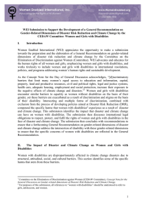 WEI Submission to Support the Development of a General Recommendation... Gender-Related Dimensions of Disaster Risk Reduction and Climate Change by...