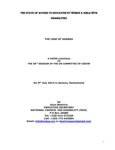 The state of ACCESS TO EDUCATION BY WOMEN &amp; GIRLS... DISABILITIES
