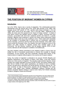 THE POSITION OF MIGRANT WOMEN IN CYPRUS Introduction
