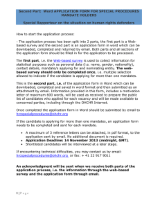 Second Part:  Word APPLICATION FORM FOR SPECIAL PROCEDURES MANDATE HOLDERS