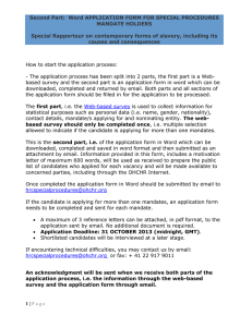 Second Part:  Word APPLICATION FORM FOR SPECIAL PROCEDURES MANDATE HOLDERS