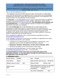 SECOND PART:  APPLICATION FORM IN WORD