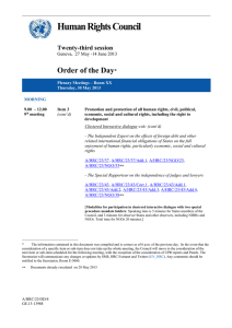 Human Rights Council  Order of the Day Twenty-third session