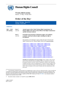 Human Rights Council  Order of the Day Twenty-third session