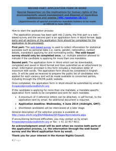SECOND PART: APPLICATION FORM IN WORD