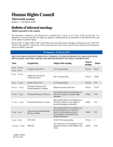 Human Rights Council Bulletin of informal meetings Thirteenth session