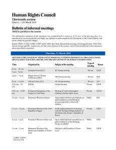 Human Rights Council Bulletin of informal meetings Thirteenth session