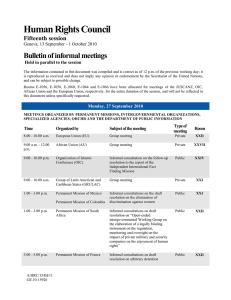 Human Rights Council Bulletin of informal meetings Fifteenth session
