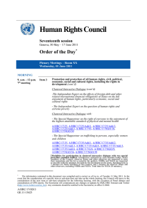 Human Rights Council Order of the Day  Seventeenth session