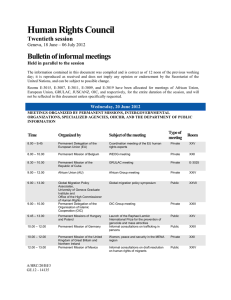 Human Rights Council Bulletin of informal meetings Twentieth session