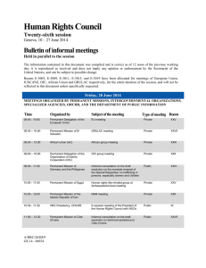 Human Rights Council Bulletin of informal meetings Twenty-sixth session