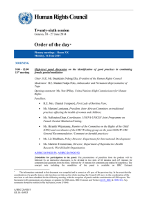 Human Rights Council  Order of the day Twenty-sixth session