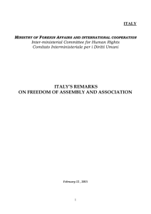 ITALY’S REMARKS ON FREEDOM OF ASSEMBLY AND ASSOCIATION ITALY