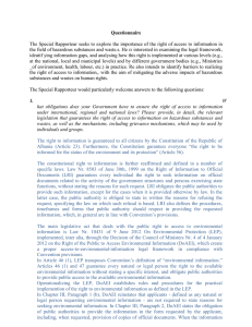 Questionnaire  The Special Rapporteur seeks to explore the importance of the... is