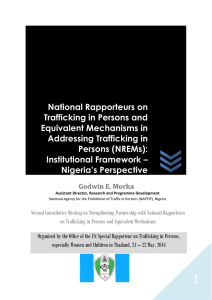 National Rapporteurs on Trafficking in Persons and Equivalent Mechanisms in Addressing Trafficking in