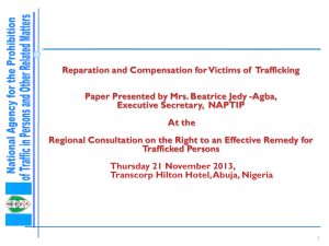 Reparation and Compensation for Victims of  Trafficking