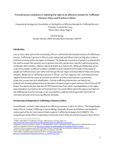 Procedural pre-conditions in realizing the right to an effective remedy... Persons: Policy and Practice in Africa