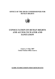 CONSULTATION ON HUMAN RIGHTS AND ACCESS TO WATER AND SANITATION