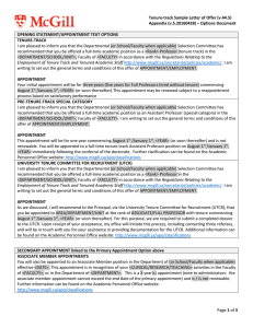 Tenure-track Sample Letter of Offer (v.44.5) Appendix (v.5.20160428) – Options Document