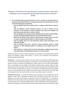 Response of Estonia to the questionnaire on good practices and... challenges in preventing and eliminating female genital mutilation