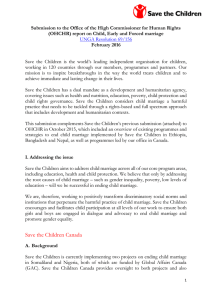 Submission to the Office of the High Commissioner for Human... (OHCHR) report on Child, Early and Forced marriage