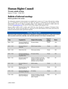 Human Rights Council Bulletin of informal meetings Twenty-ninth session