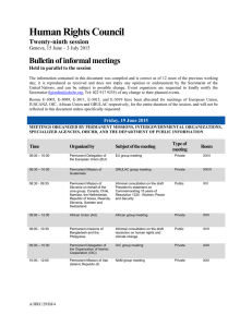 Human Rights Council Bulletin of informal meetings Twenty-ninth session