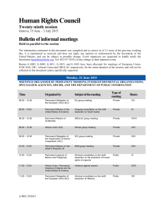 Human Rights Council Bulletin of informal meetings Twenty-ninth session