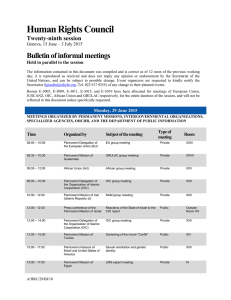 Human Rights Council Bulletin of informal meetings Twenty-ninth session