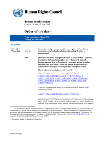 Human Rights Council  Order of the day Twenty-ninth session