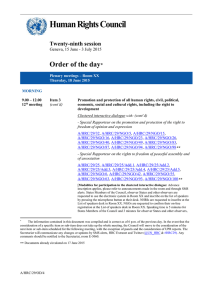 Human Rights Council  Order of the day Twenty-ninth session