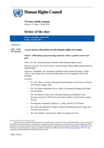 Human Rights Council  Order of the day Twenty-ninth session