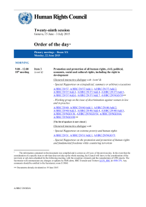 Human Rights Council  Order of the day Twenty-ninth session