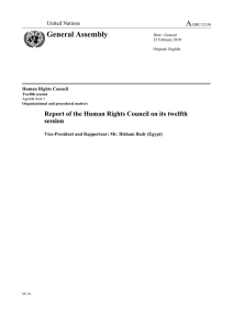 A General Assembly  Report of the Human Rights Council on its twelfth