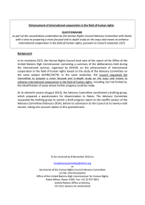 Enhancement of international cooperation in the field of human rights QUESTIONNAIRE