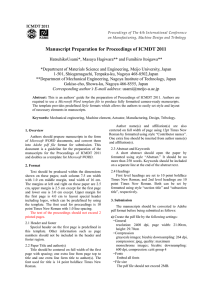 Manuscript Preparation for Proceedings of ICMDT 2011