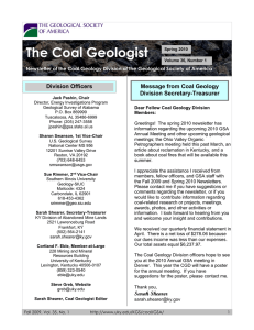 The Coal Geologist Dear Fellow Coal Geology Division Members: