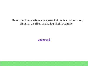 Measures of association: chi square test, mutual information,