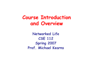 Course Introduction and Overview Networked Life CSE 112