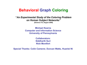 Behavioral Graph Coloring An Experimental Study of the Coloring Problem