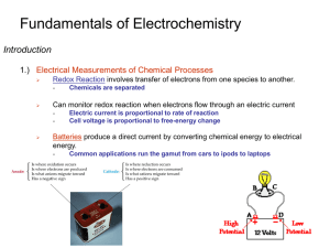 Fundamentals of Electrochemistry Introduction 1.) Electrical Measurements of Chemical Processes