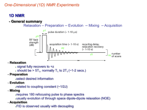 One-Dimensional (1D) NMR Experiments 1D NMR – - General summary